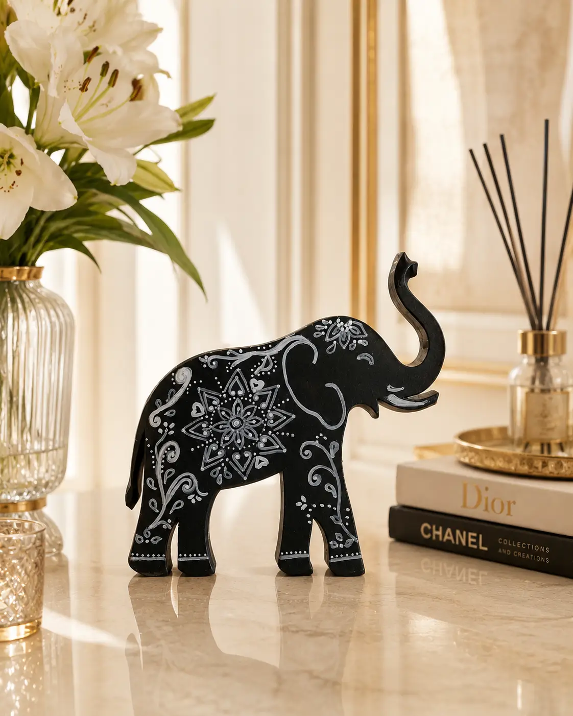 Elephant with trunk up